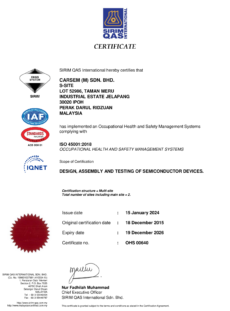 ISO 45001 Carsem (M) S Site